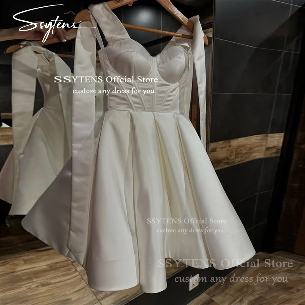 Ssytens атласные мини-свадебные платья 2021