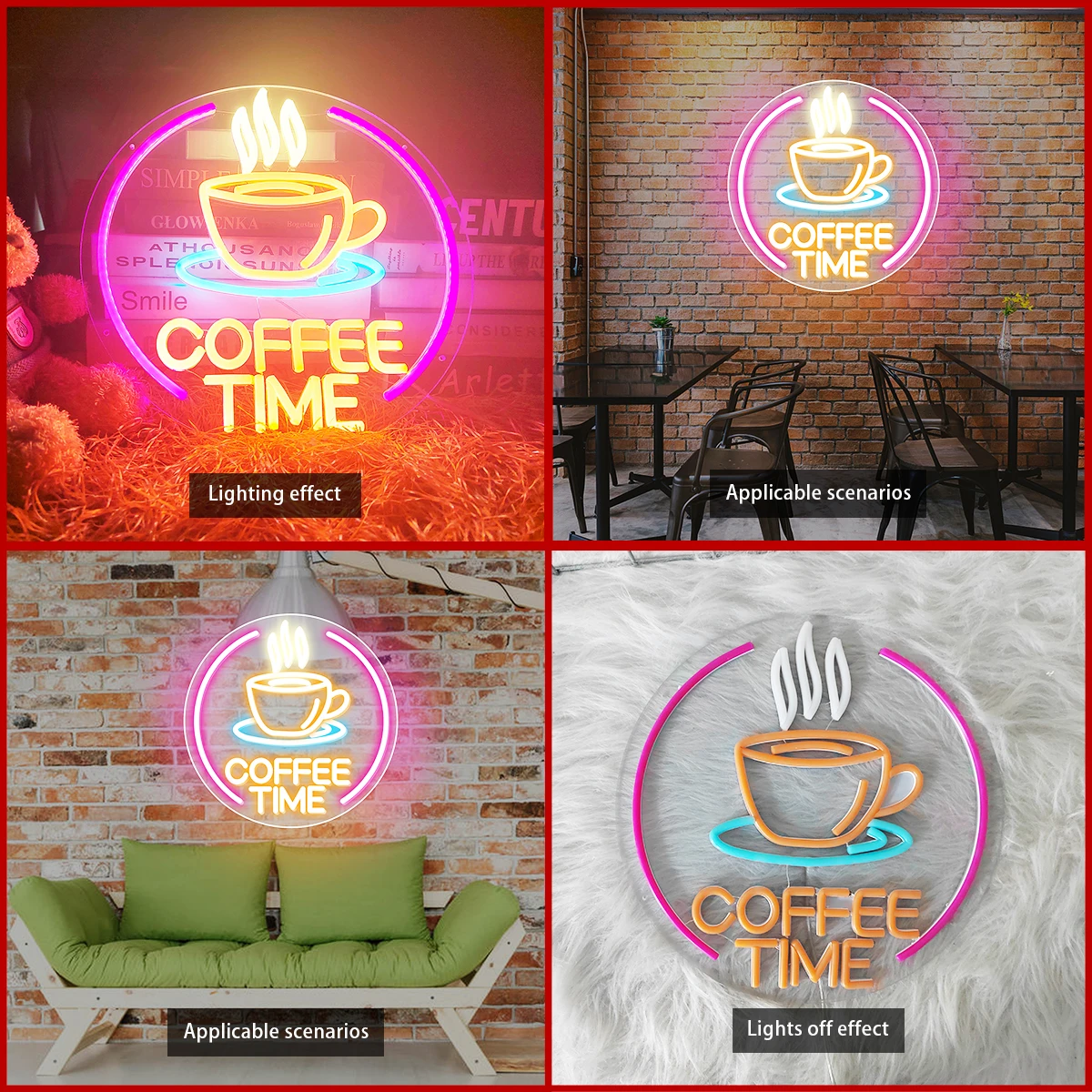 Неоновые огни coffee time для украшения комнаты в кафе на стене - Фотография_5
