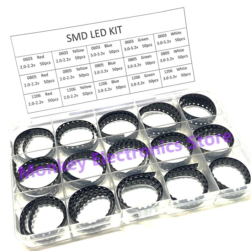 Светодиодный 0603 0805 1206 smd светодиодный коробка для образцов
