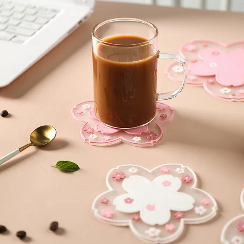 Kawaii cherry blossom настольный коврик для кофейной чашки - Фотография_4