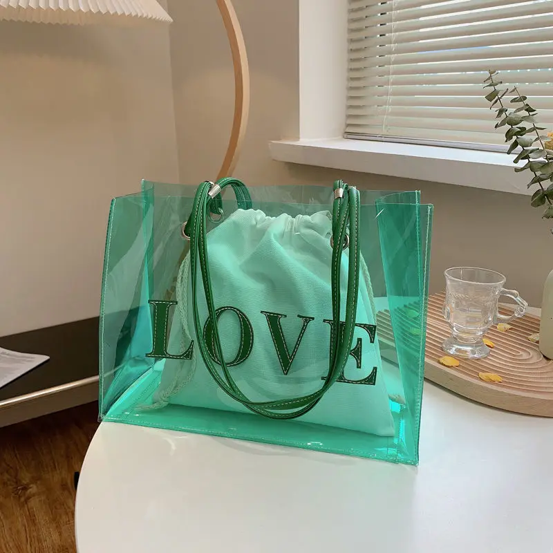 Новая модная прозрачная сумка на плечо с надписью love для женщин - Фотография_4