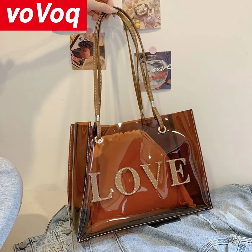 Новая модная прозрачная сумка на плечо с надписью love для женщин