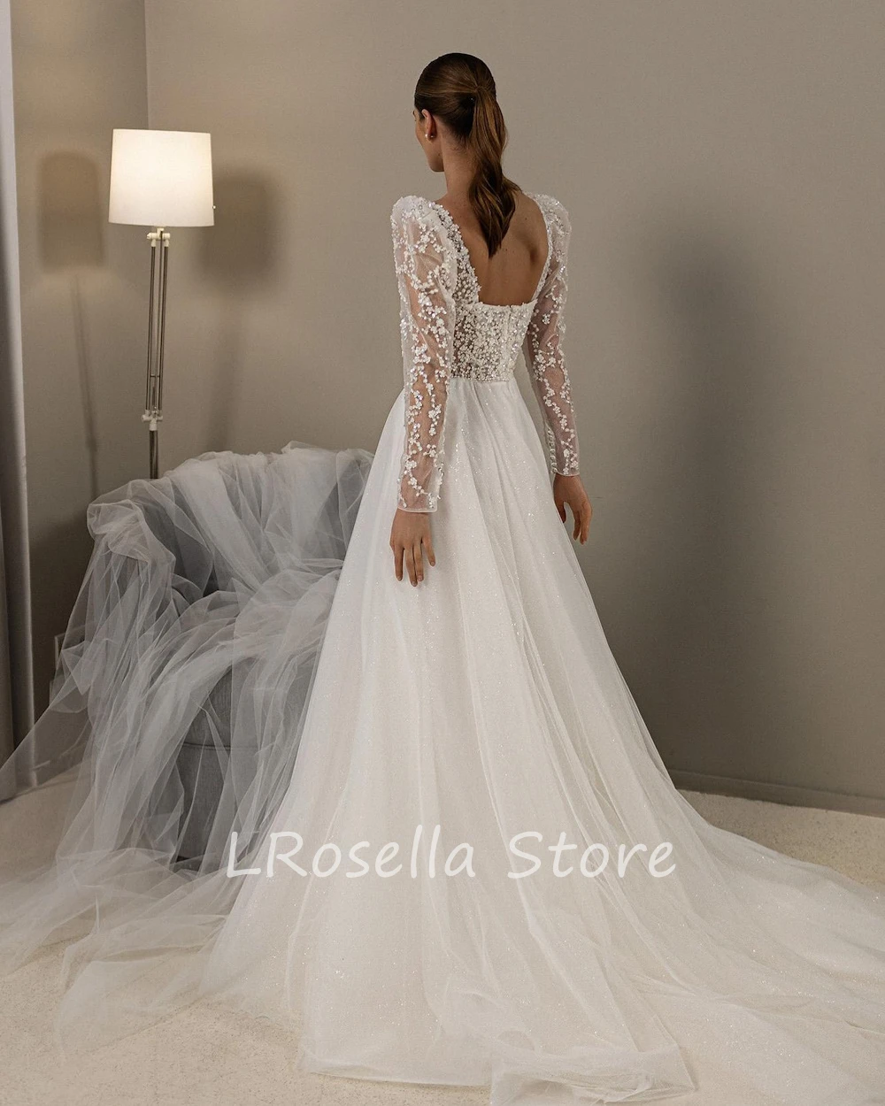 Кружевное свадебное платье-трапеция lrosella - Фотография_4