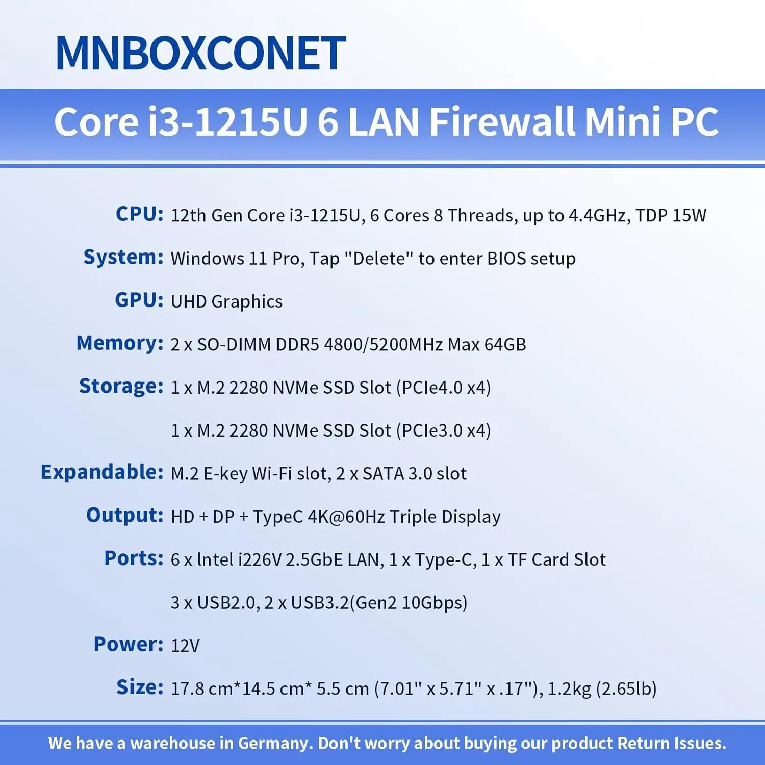 Mnboxconet мини-пк брандмауэр безвентиляторный core i3 1215u (до 4 - Фотография_3