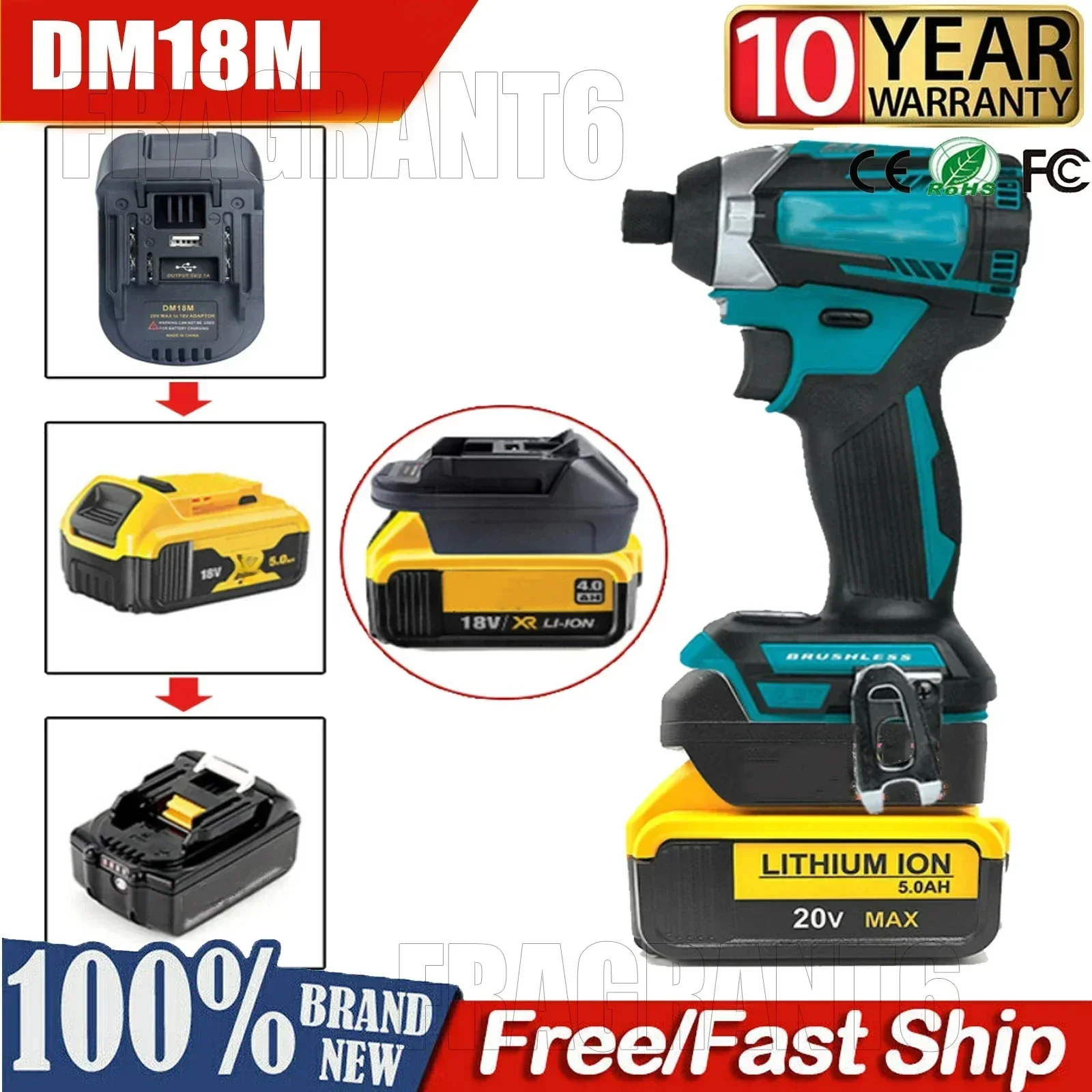 Адаптер для аккумулятора milwaukee для dewalt 18 в 20 в