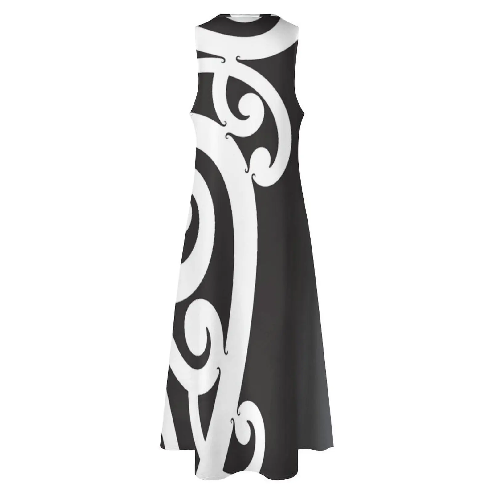 Черно-белое многослойное длинное платье māori koru design - Фотография_4