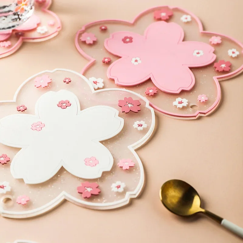 Kawaii cherry blossom настольный коврик для кофейной чашки - Фотография_3