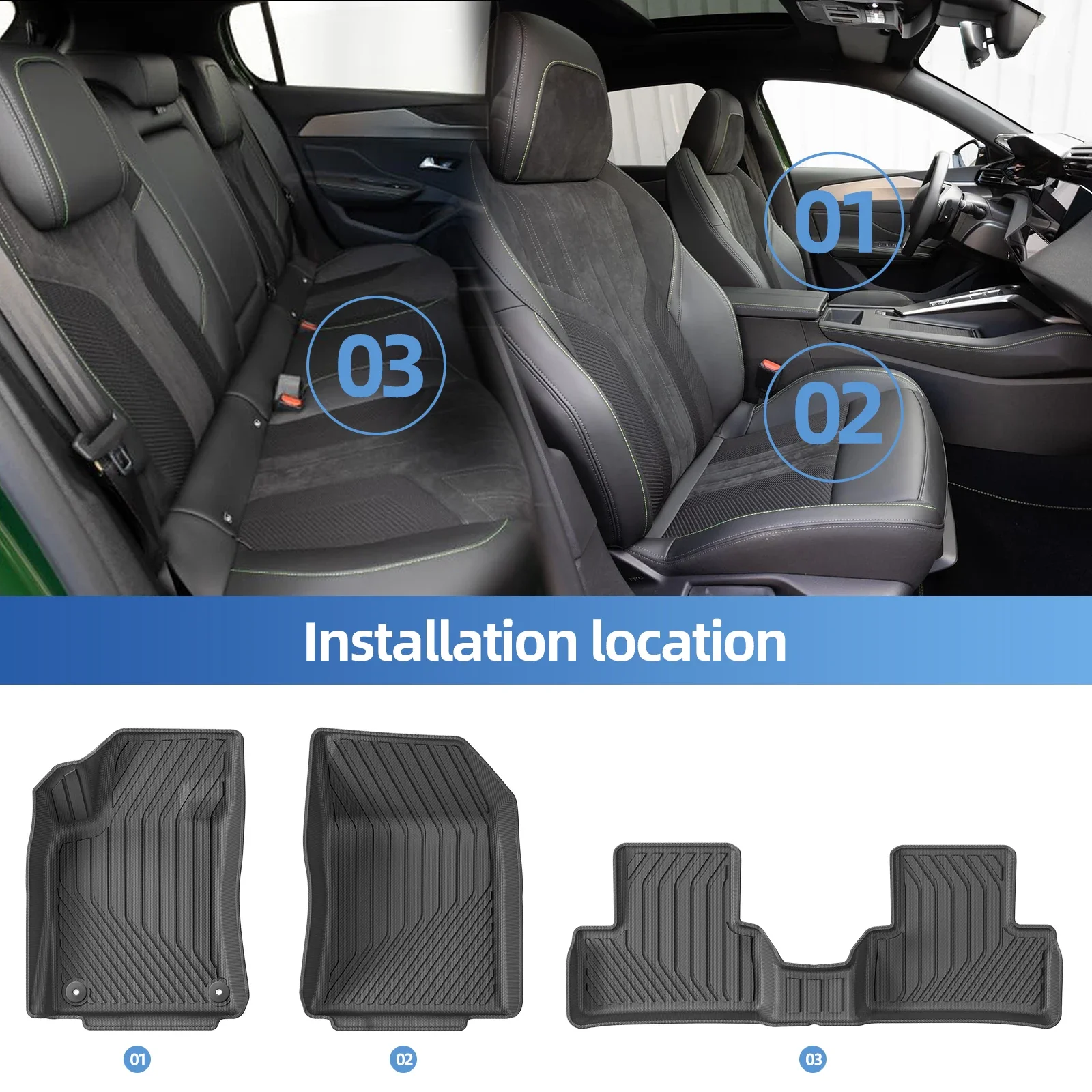 Peugeot 308 tpe 3d автомобильные коврики для багажника - Фотография_2