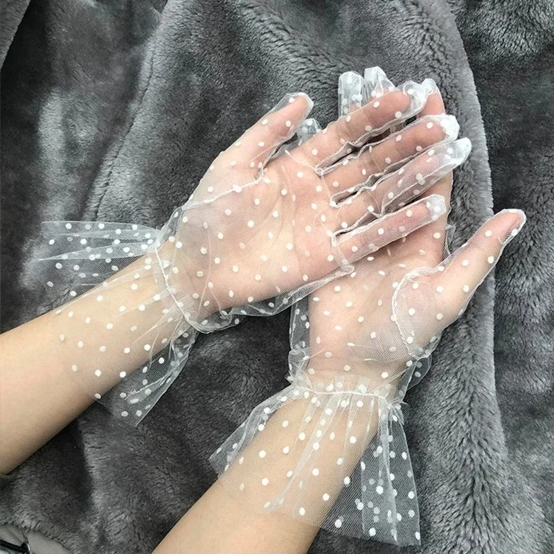 Сексуальные прозрачные перчатки в горошек - Фотография_2