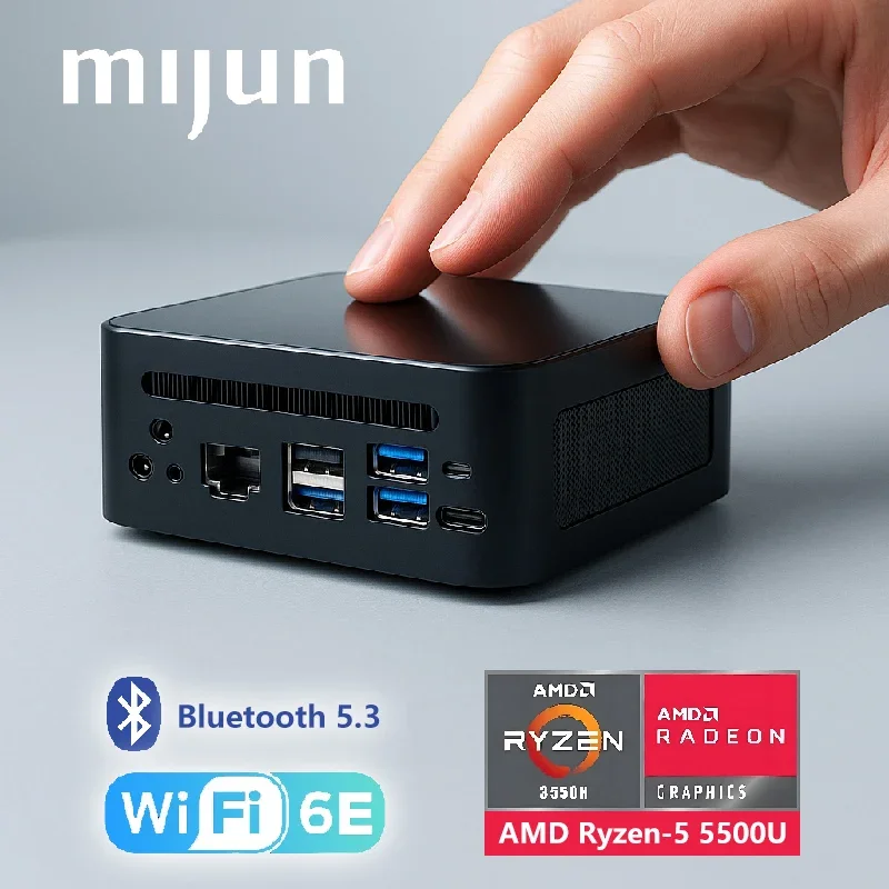 Мини-пк amd ryzen5 5500u ddr4 16 гб озу 512 гб пзу nvme ssd wifi6e bt5
