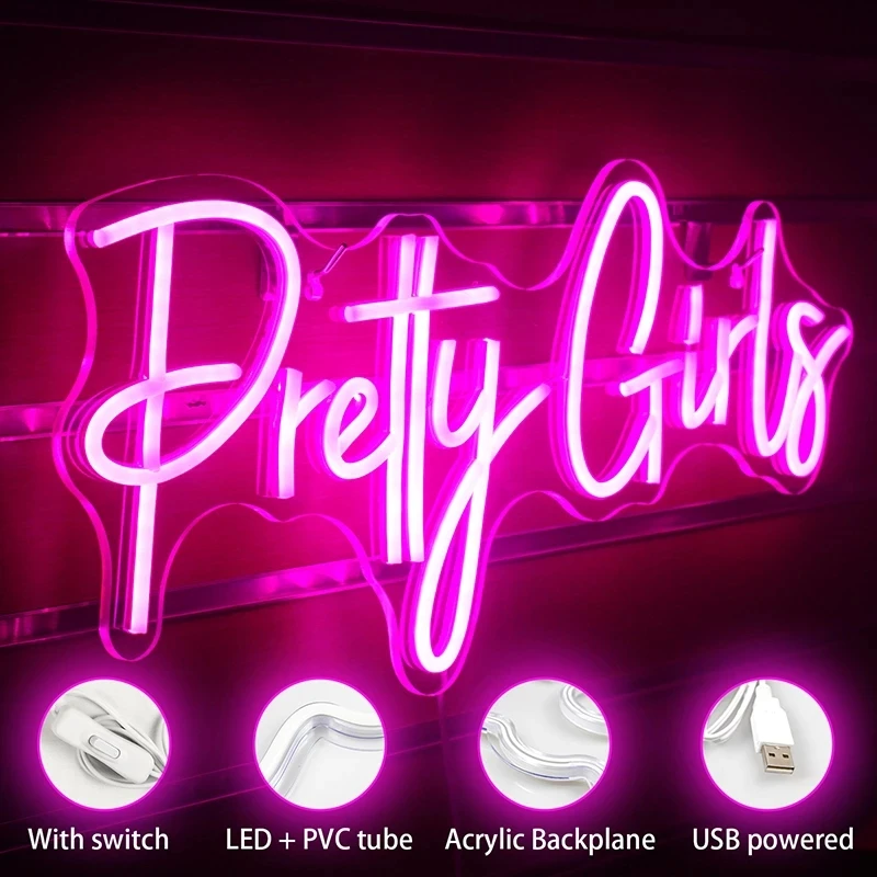 Женская неоновая вывеска светодиодный pretty girls - Фотография_4
