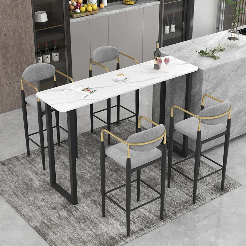 Nordic light luxury rock slab bar