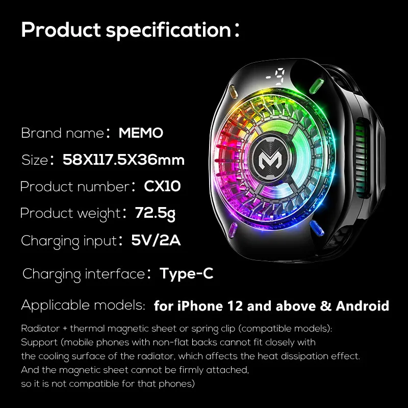 Новый полупроводниковый кулер для телефона cx10 с цветной подсветкой rgb - Фотография_6