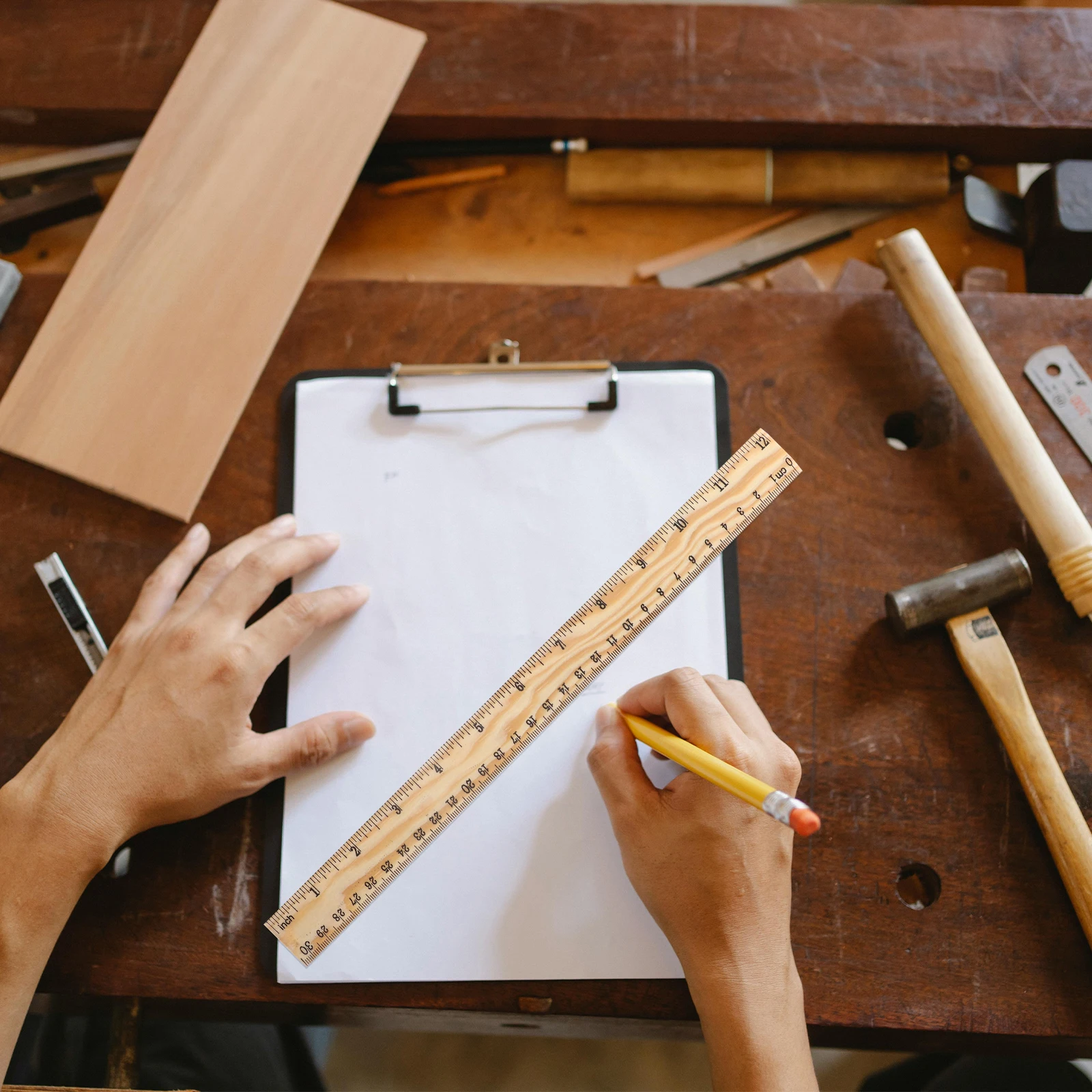 Бамбуковая деревянная линейка diy yardstick - Фотография_3