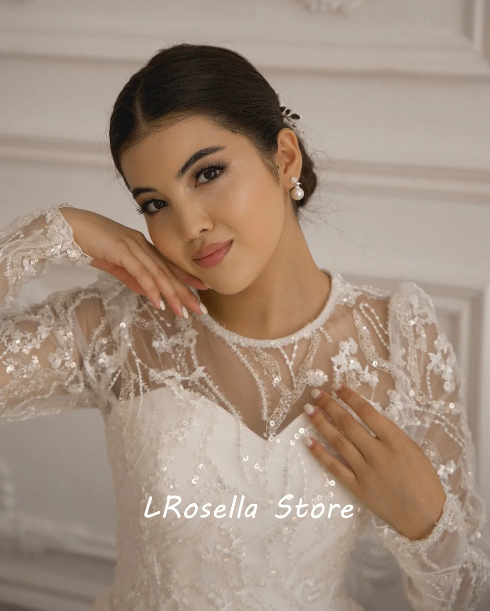 Lrosella свадебное платье с круглым вырезом - Фотография_3