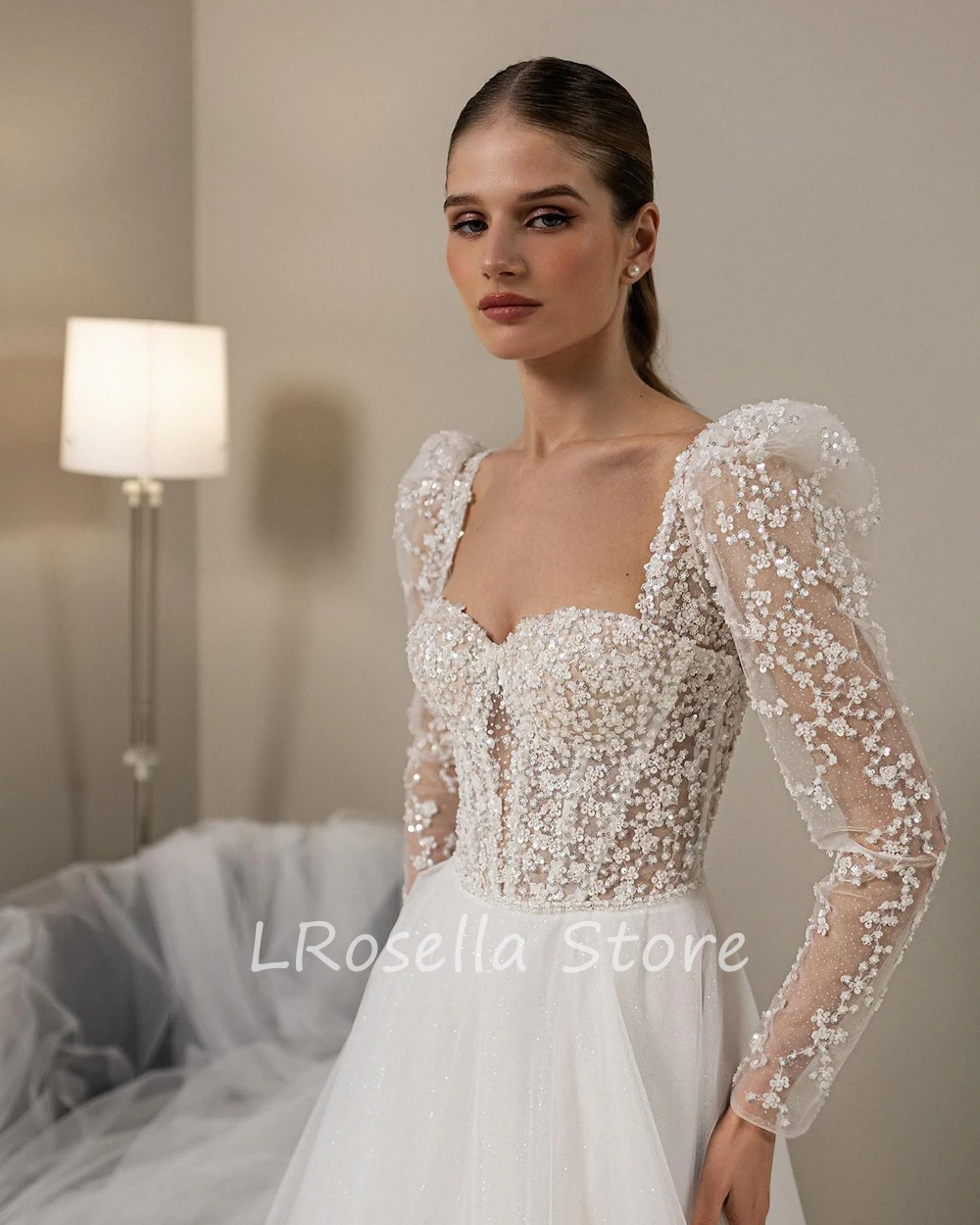 Кружевное свадебное платье-трапеция lrosella - Фотография_2
