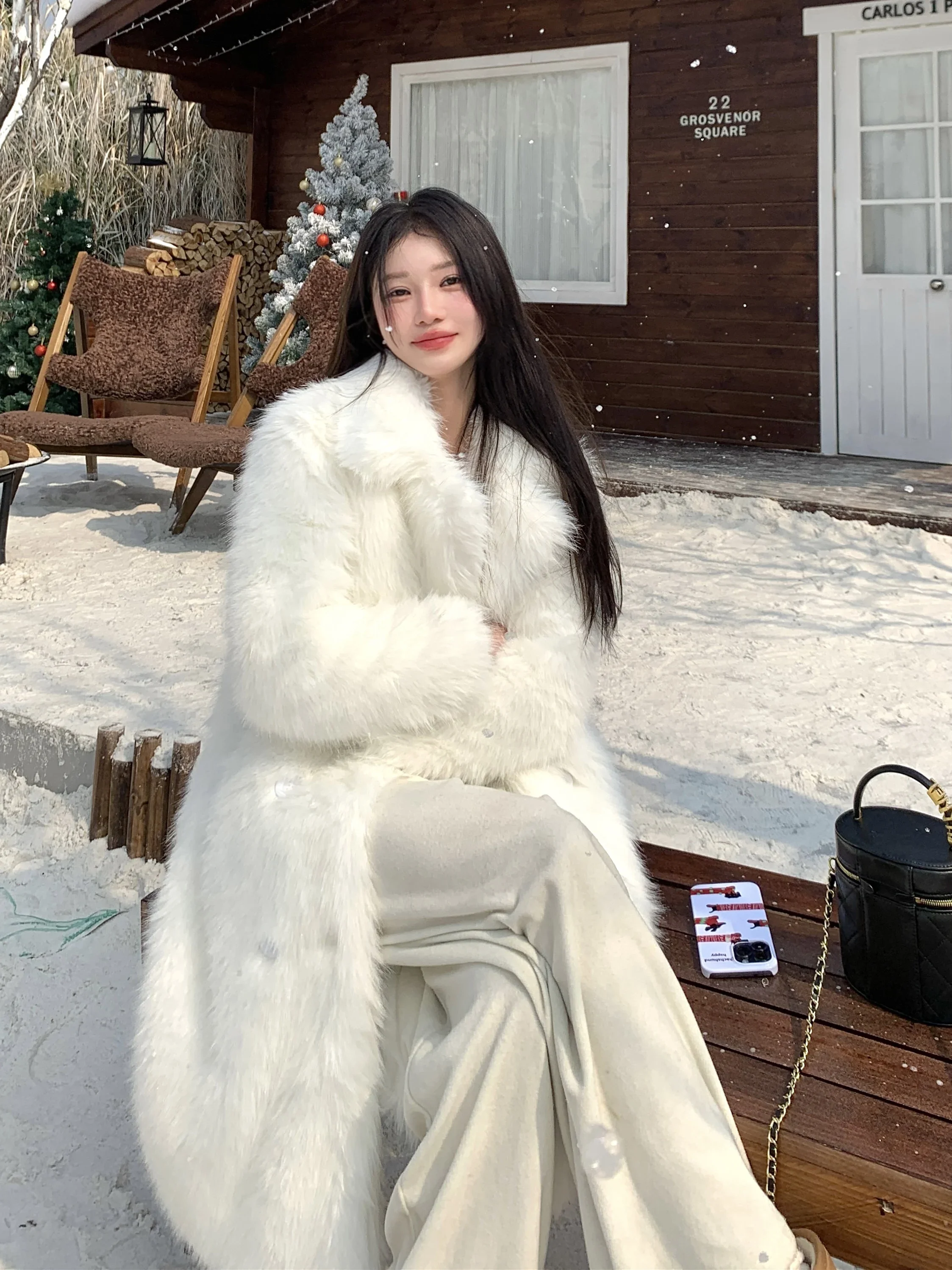 Корейская мода, пальто из искусственного лисьего меха - Фотография_3