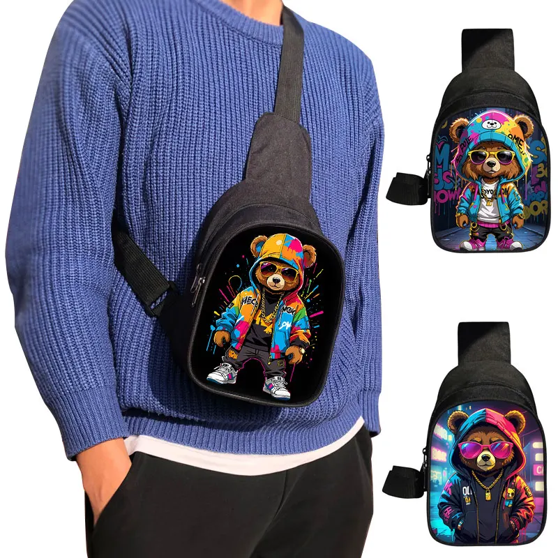 Женская и мужская нагрудная сумка с принтом модный мультяшный медведь doll