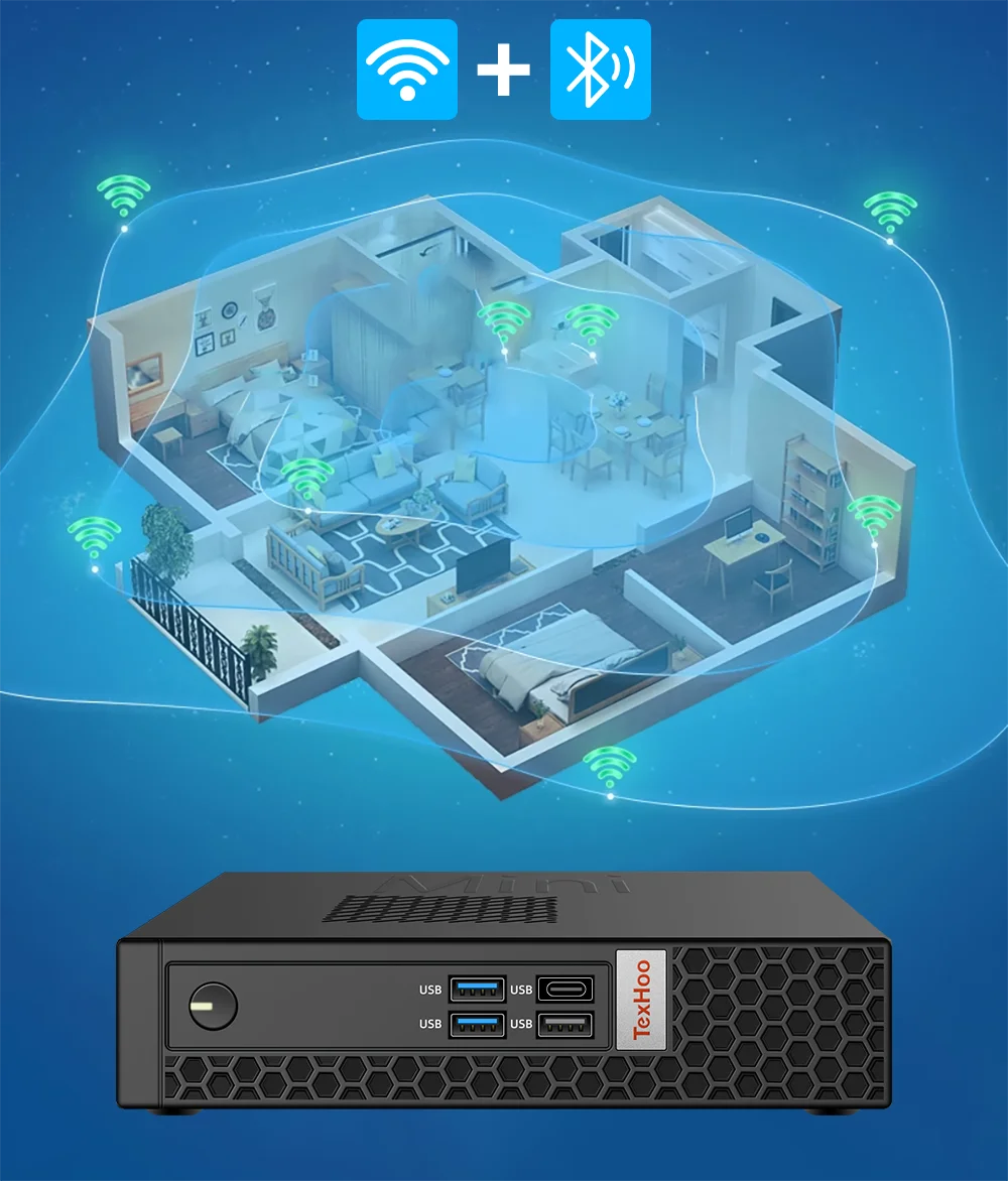 Мини-пк texhoo intel core i7 i5 i3 двухдиапазонный wifi5 bt4 - Фотография_4